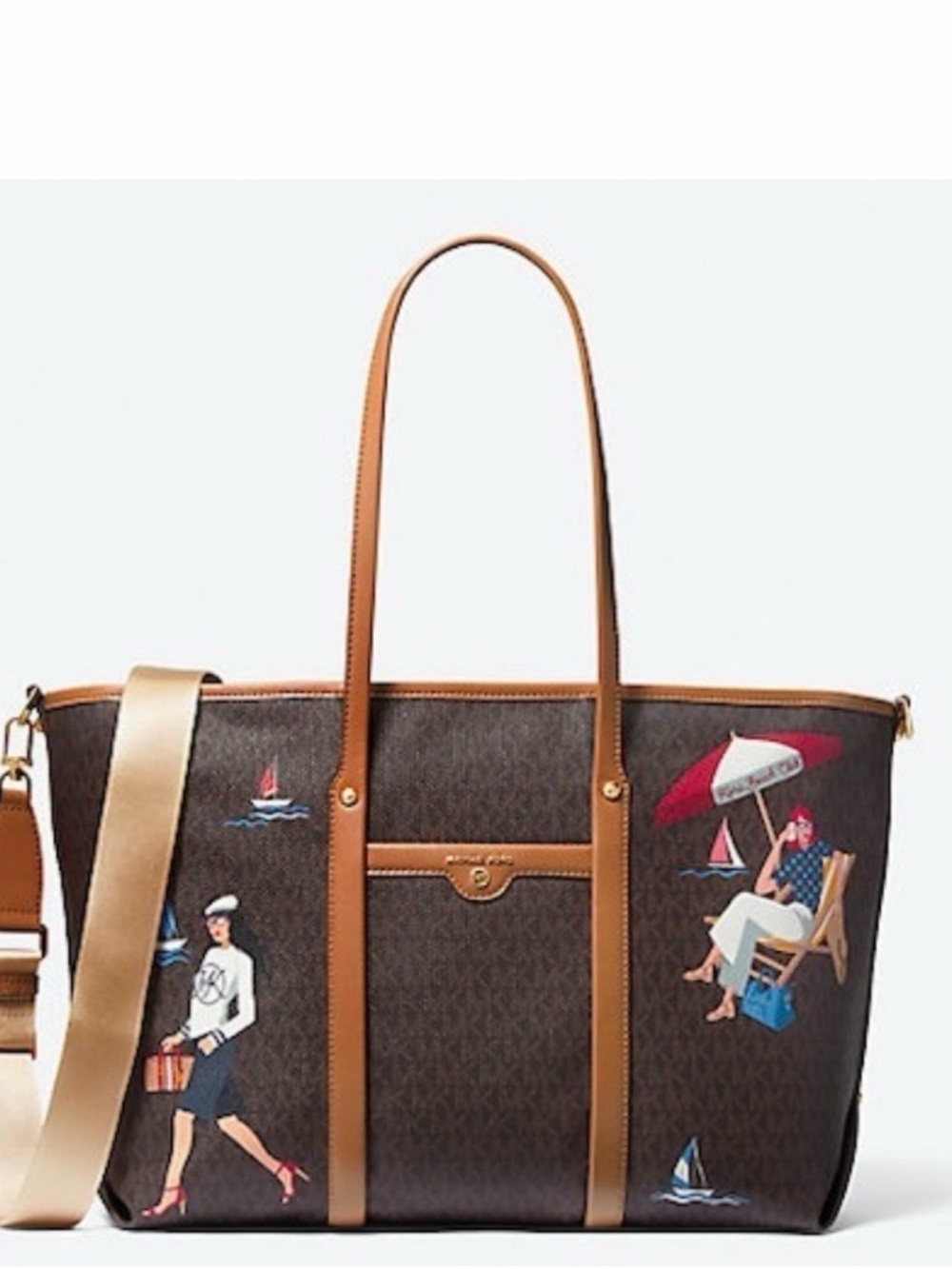 NWOT Michael Kors Brown with tan details beck jet sailor large tote.